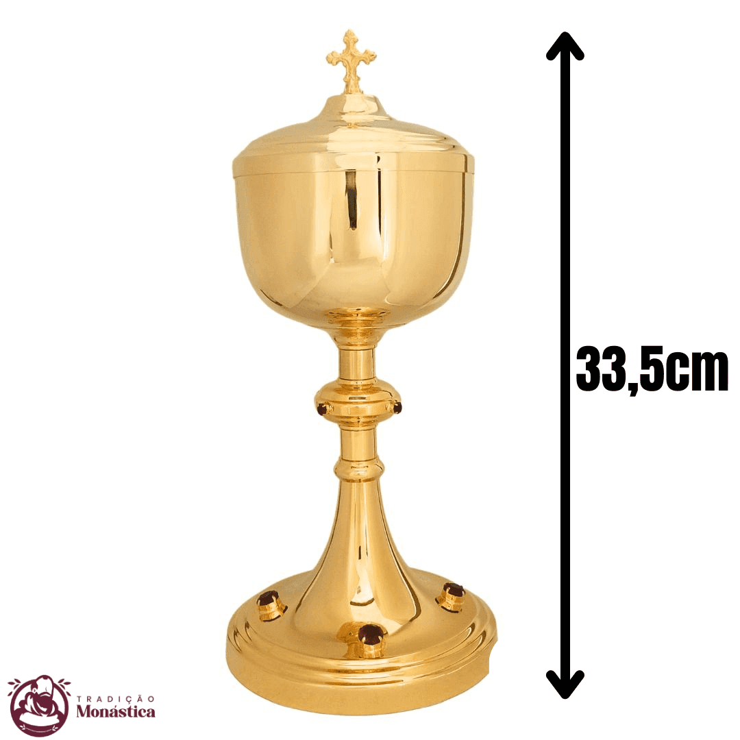 Ambula com Detalhes em Pedras Vermelhas - Banhada em Ouro - 4