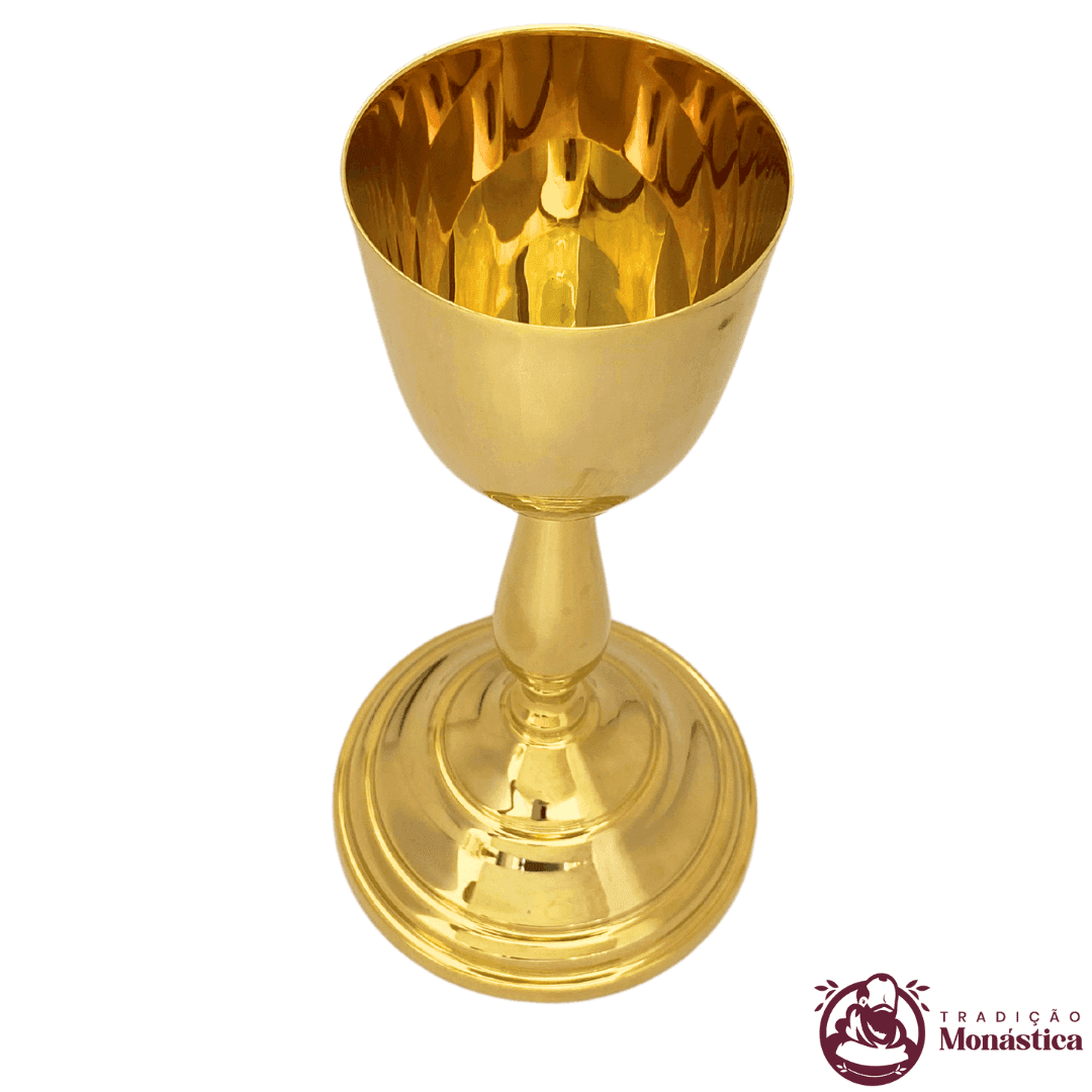 Cálice e Patena Banhado em Ouro - Modelo Simples 03 - 2