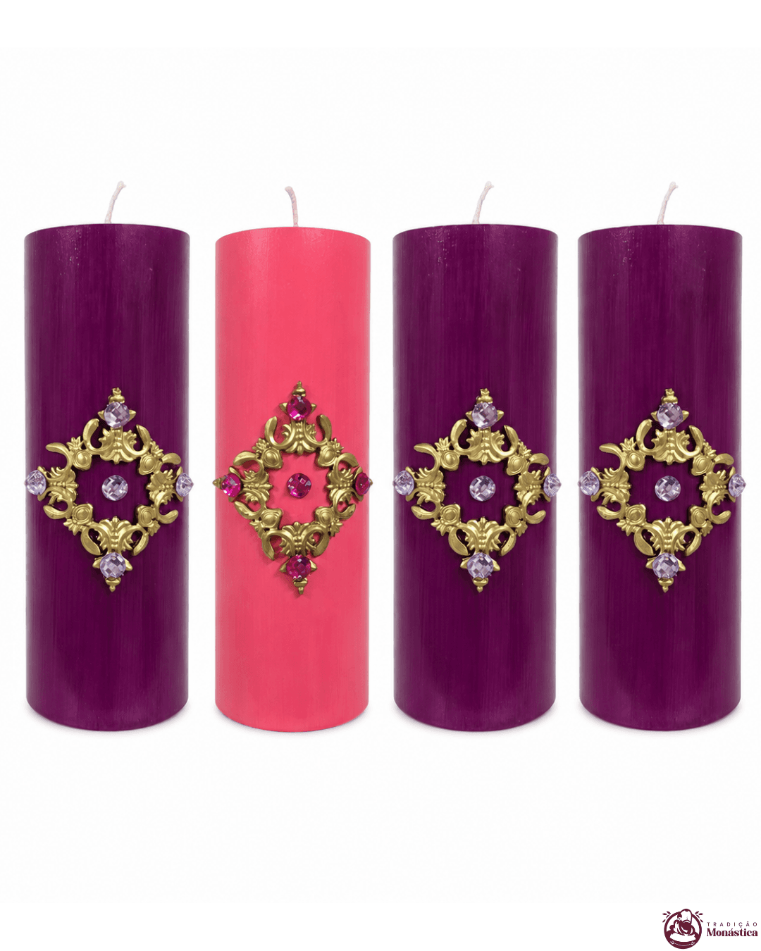 Kit de Velas do Advento com Estrela Dourada - 20x7cm - 2