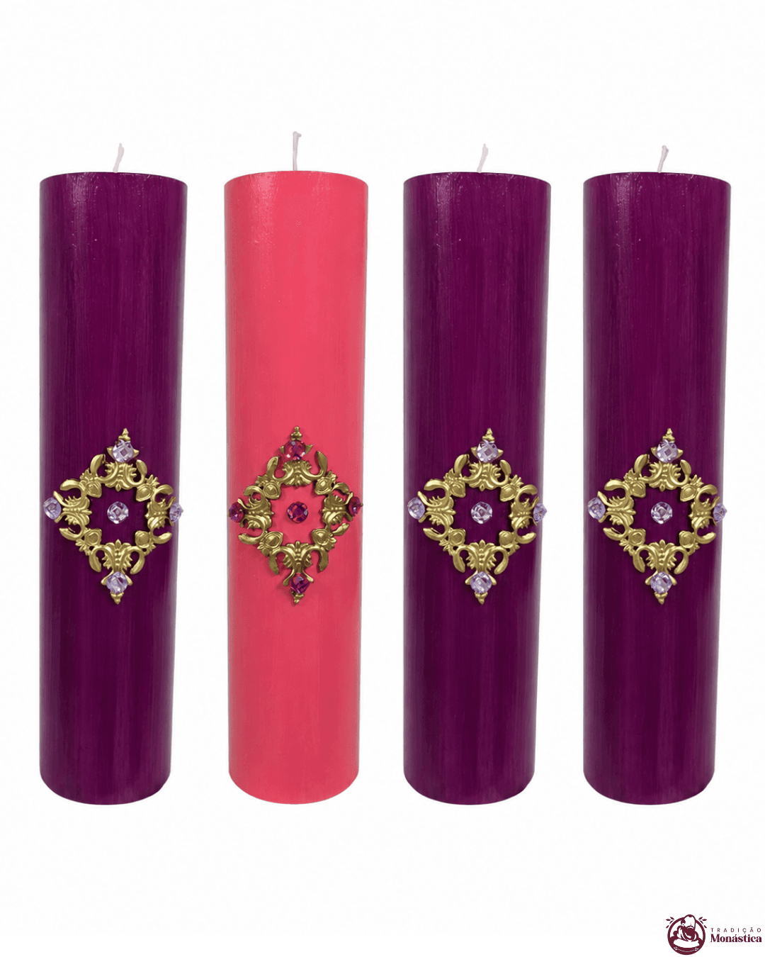 Kit de Velas do Advento com Estrela Dourada - 30x7cm - 2