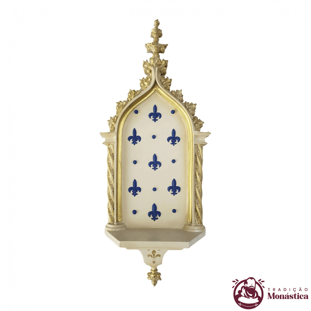 Peanha Oratório 54cm Dourada e Azul - 1