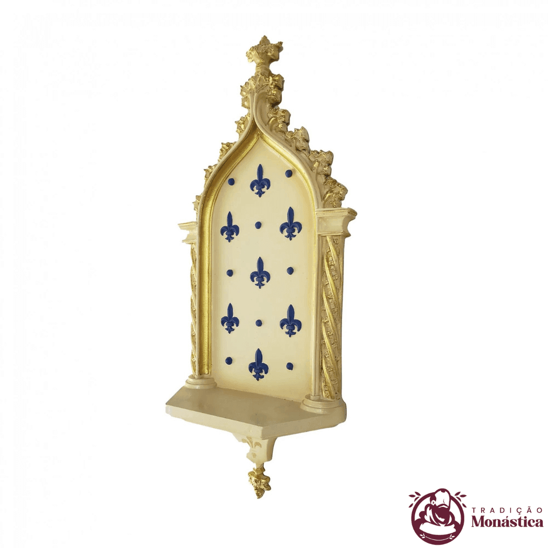 Peanha Oratório 54cm Dourada e Azul - 6