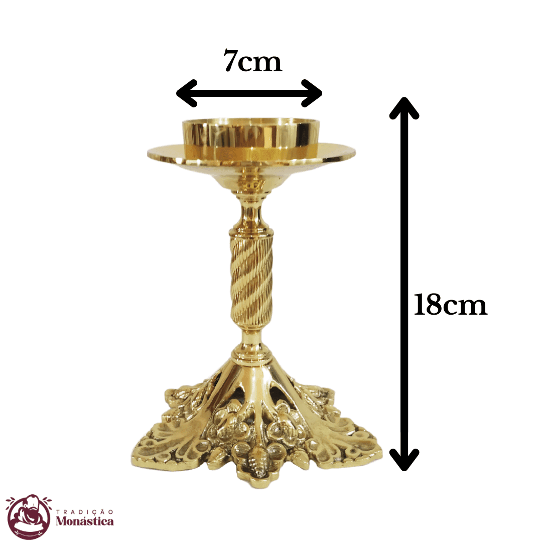 Conjunto de Castiçal de Vela e Cruz para Altar - 3pçs Bronze  - 3