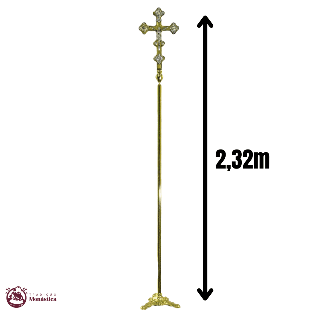 Cruz de Procissão Feita De Bronze - Trabalhada - 4