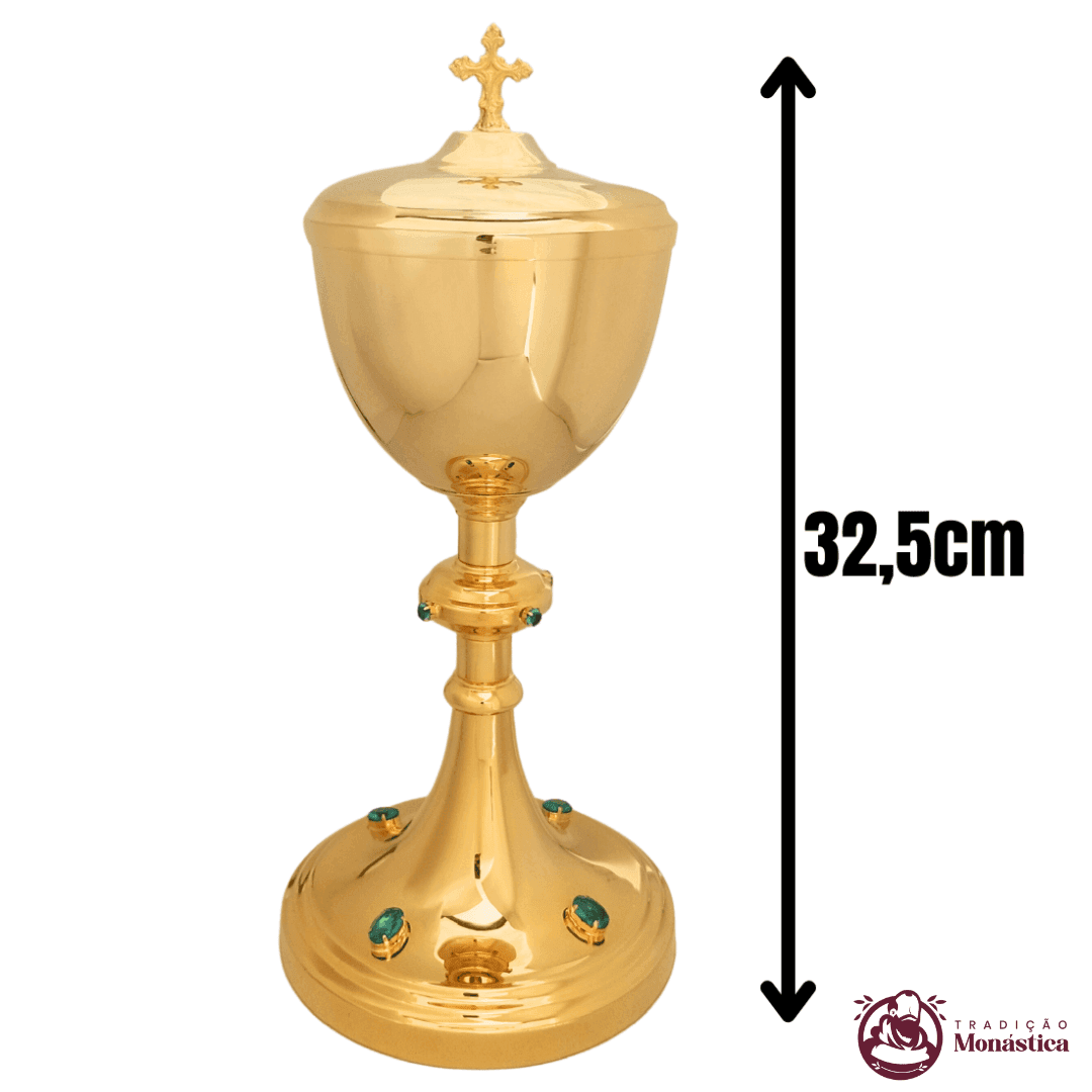 Cibório Banhado em Ouro com Detalhes em Pedras  - 3