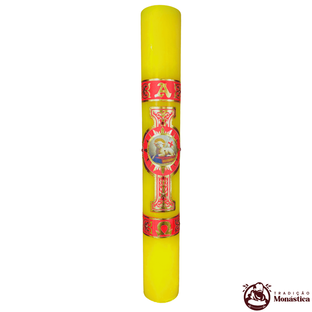 Vela Círio Pascal -  Aplicação Cordeiro 01 - 60cm - 1