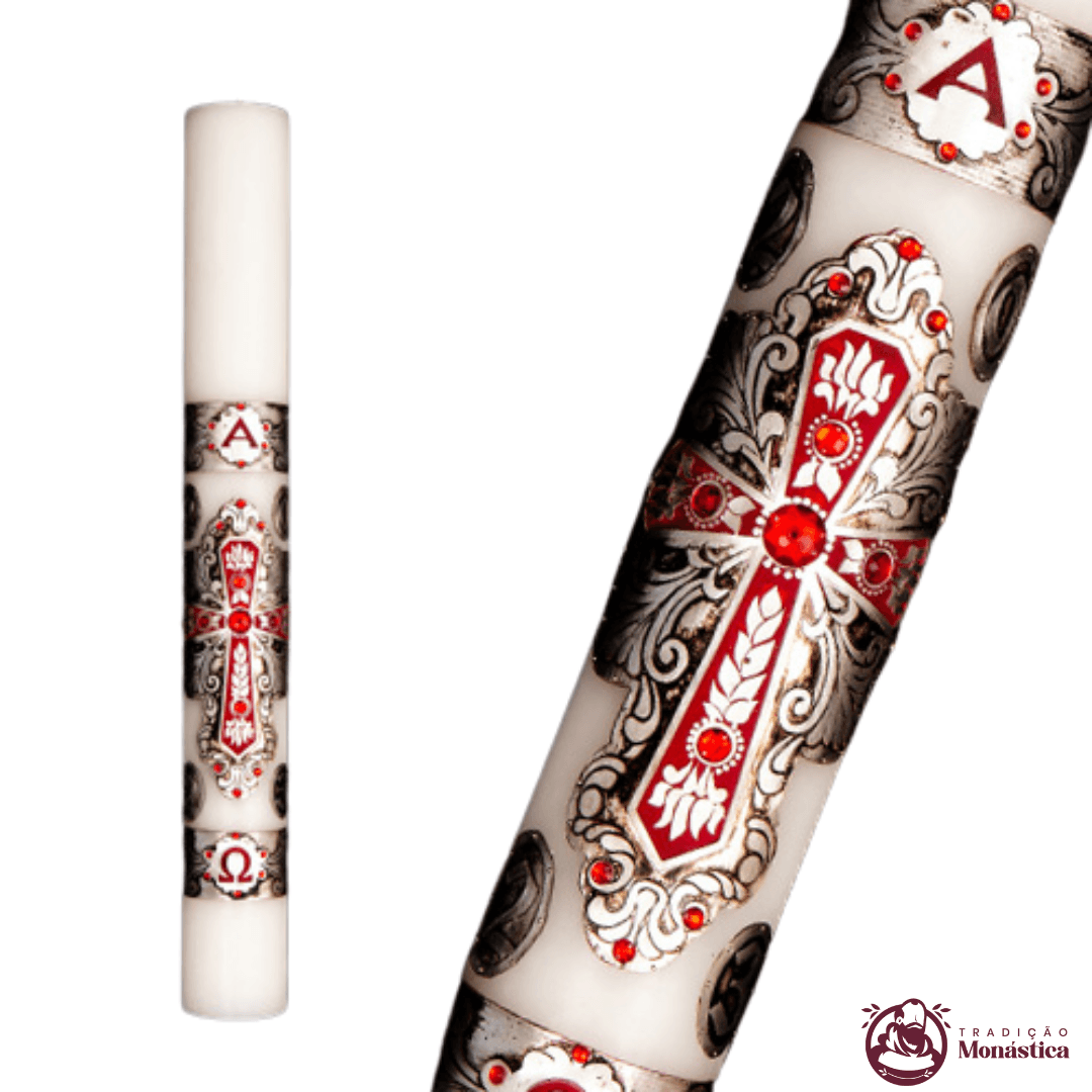 Vela Círio Pascal - Aplicação Cruz 01 - 50 x 7 cm - 1