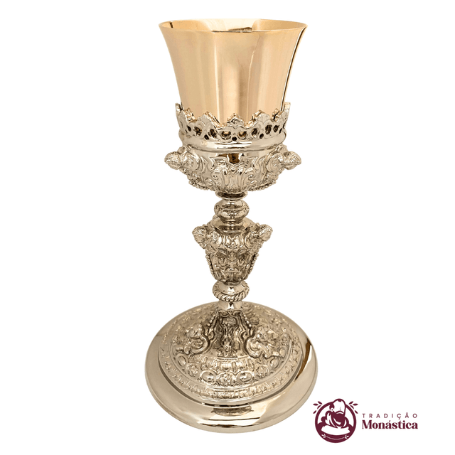 Cálice Barroco com Detalhes de Anjos Banhado em Níquel 