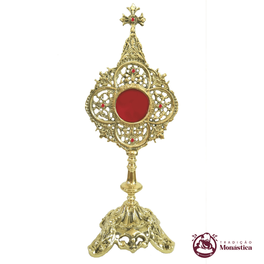 Relicário Católico De Bronze Trabalhado - 34cm