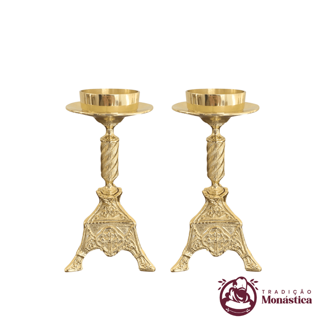 Conjunto de Castiçais de Vela para Altar - Exclusivo - 2pçs Bronze