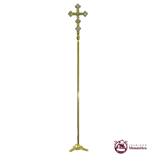 Cruz de Procissão Feita De Bronze - Trabalhada