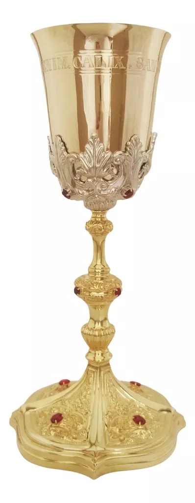 Cálice Trabalhado com Banho de Ouro - para Igreja Católica - 02 Cálice Trabalhado com Banho de Ouro - para Igreja Católica - 02