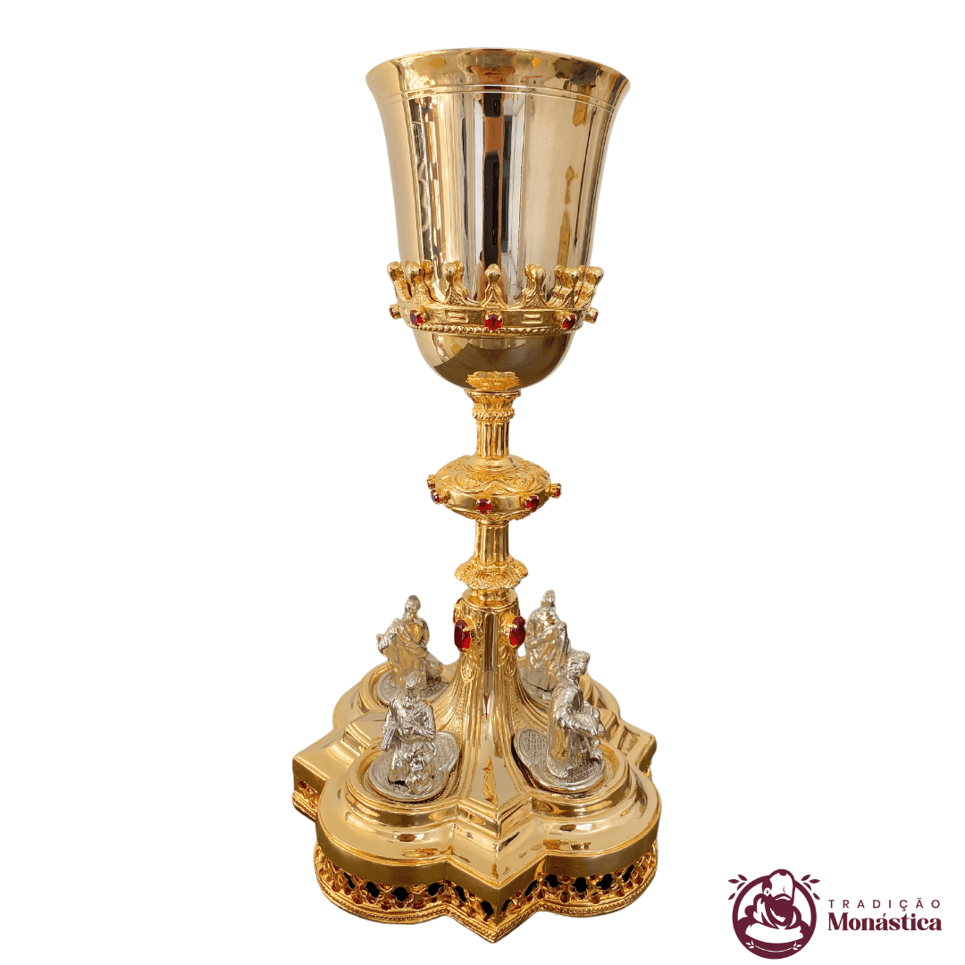 Cálice Gótico Banhado em Ouro - Detalhes dos Evangelistas - 1