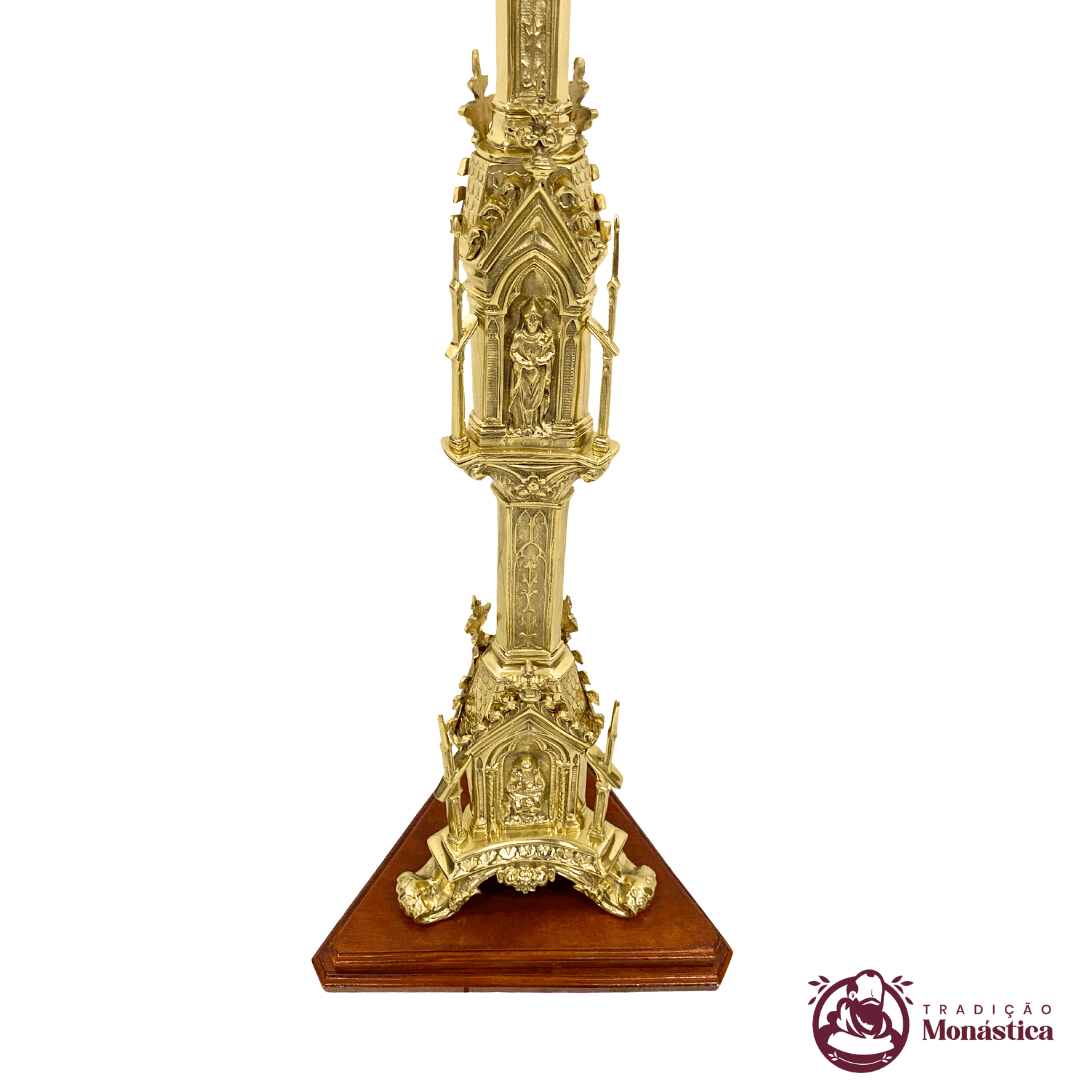Castiçal para Círio Pascal Gótico - feito em Bronze - 3