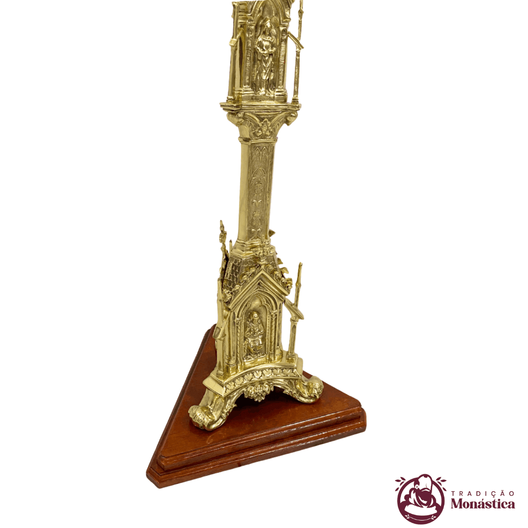 Castiçal para Círio Pascal Gótico - feito em Bronze - 4