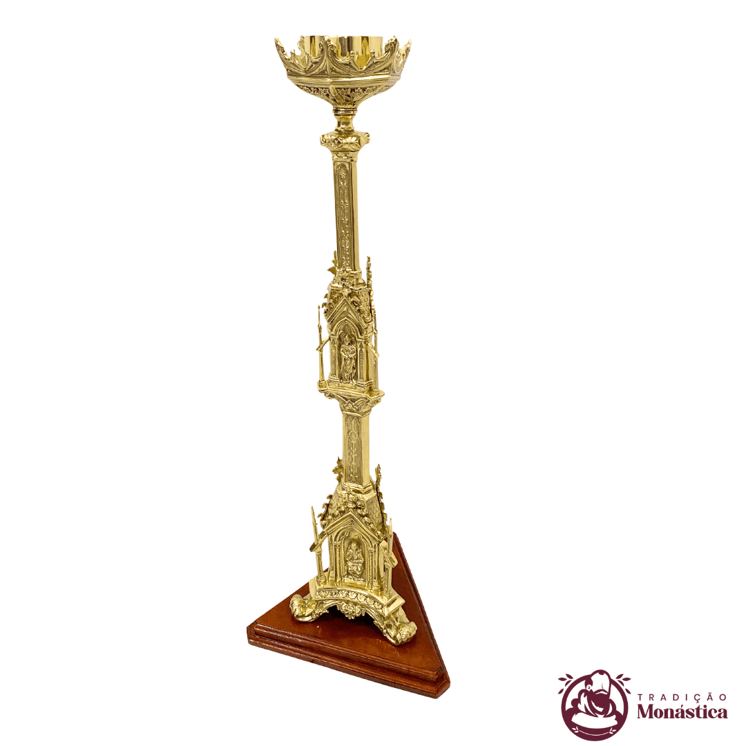 Castiçal para Círio Pascal Gótico - feito em Bronze - 2