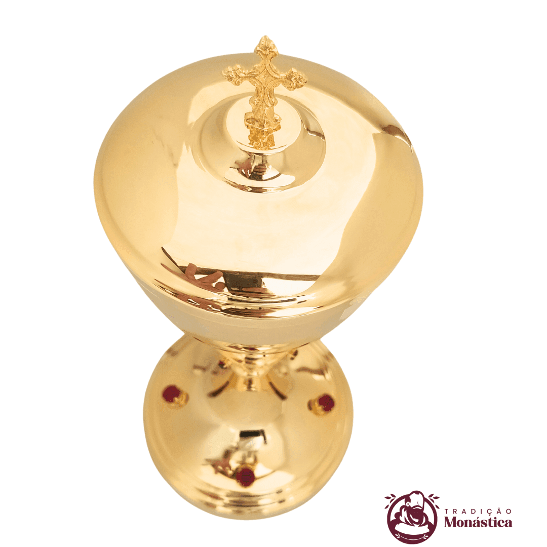 Conjunto de Cálice e Âmbula com Detalhes em Pedras Vermelhas - 2
