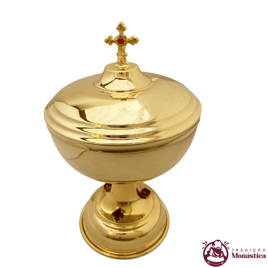 Conjunto de Cálice e Âmbula com Detalhes em Pedras Vermelhas -  Pequeno - 2