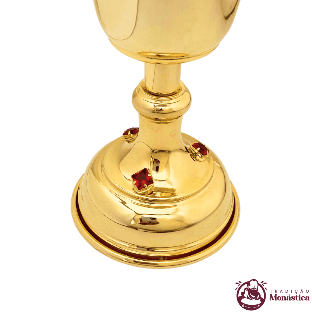 Conjunto de Cálice e Âmbula com Detalhes em Pedras Vermelhas - Pequeno - 5