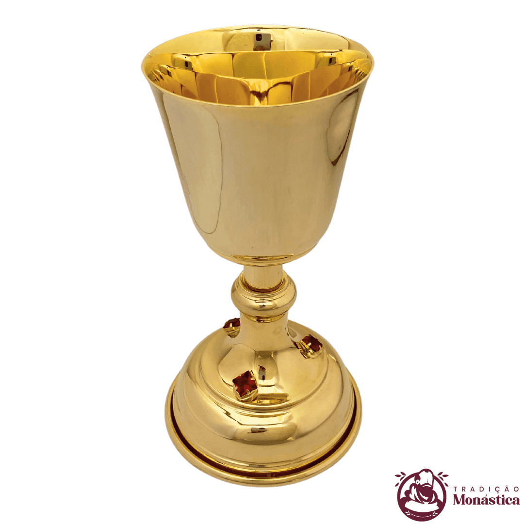 Conjunto de Cálice e Âmbula com Detalhes em Pedras Vermelhas -  Pequeno - 4