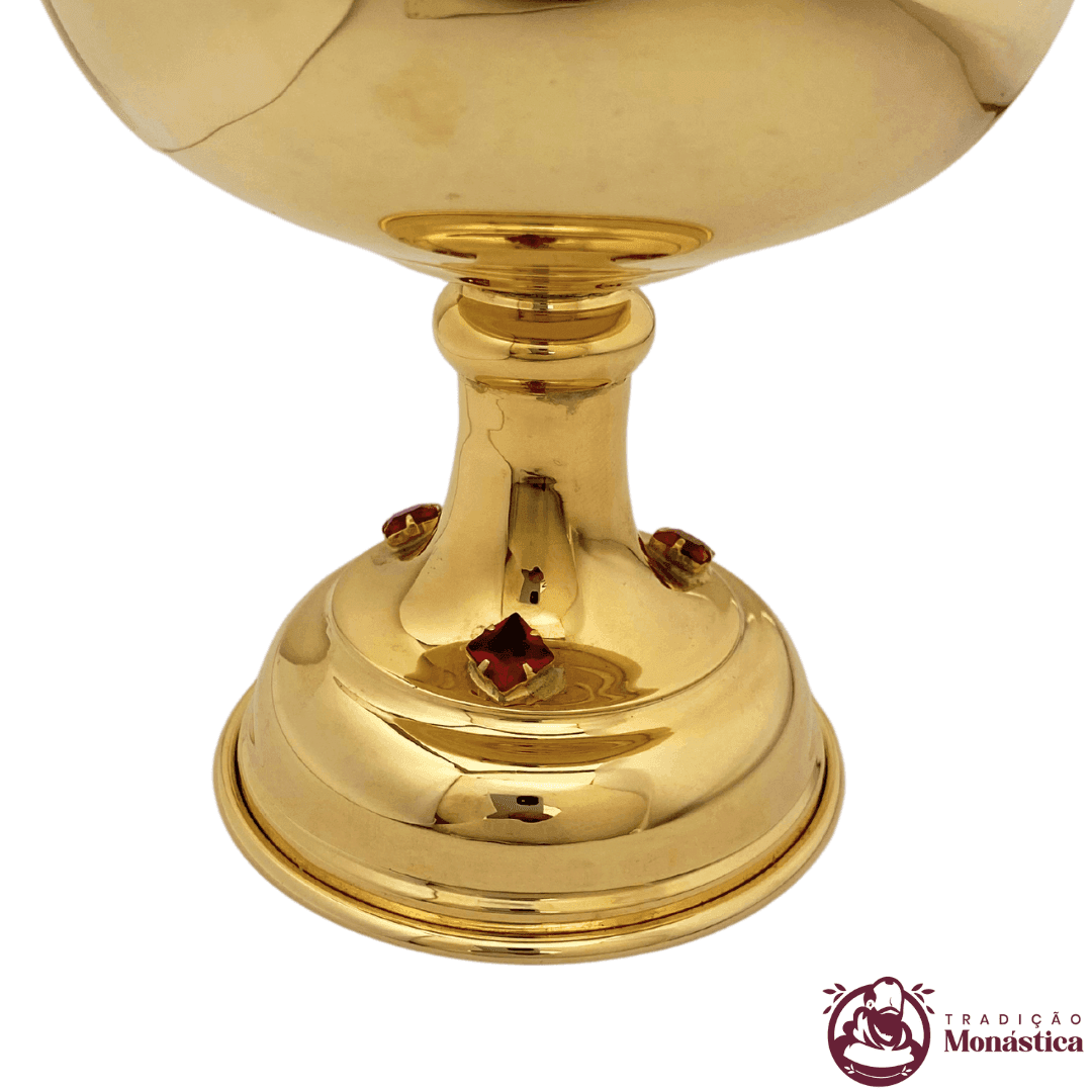 Conjunto de Cálice e Âmbula com Detalhes em Pedras Vermelhas -  Pequeno - 3