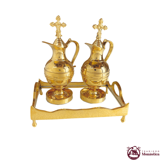 Conjunto de Galhetas de Metal - Banho em ouro Conjunto de Galhetas de Metal - Banho em ouro