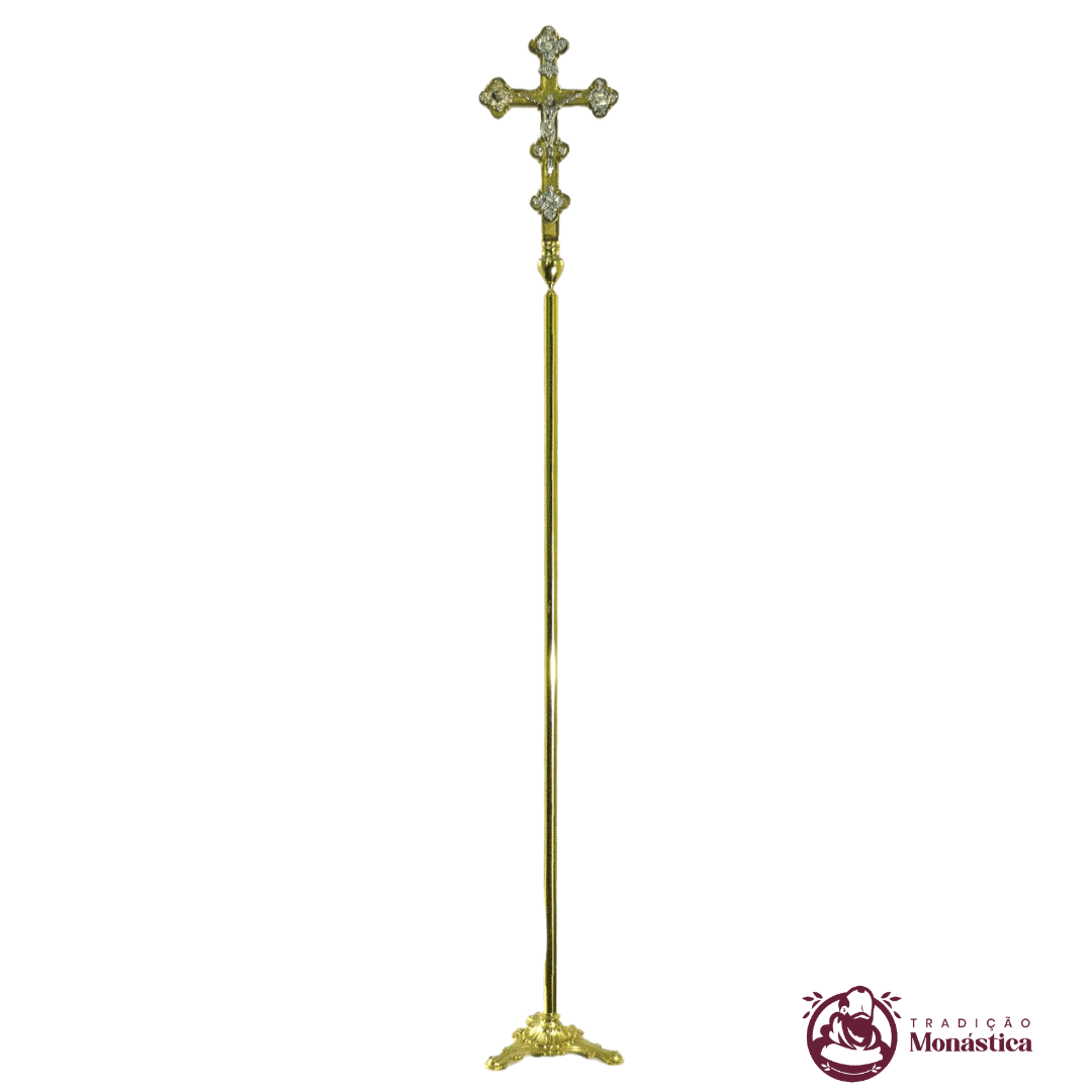 Cruz de Procissão Feita De Bronze - Trabalhada Cruz de Procissão Feita De Bronze - Trabalhada