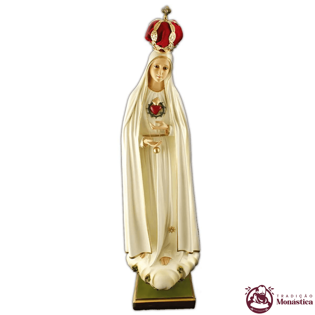 Escultura Nossa Senhora de Fátima Imaculado Coração 70cm Escultura Nossa Senhora de Fátima Imaculado Coração 70cm