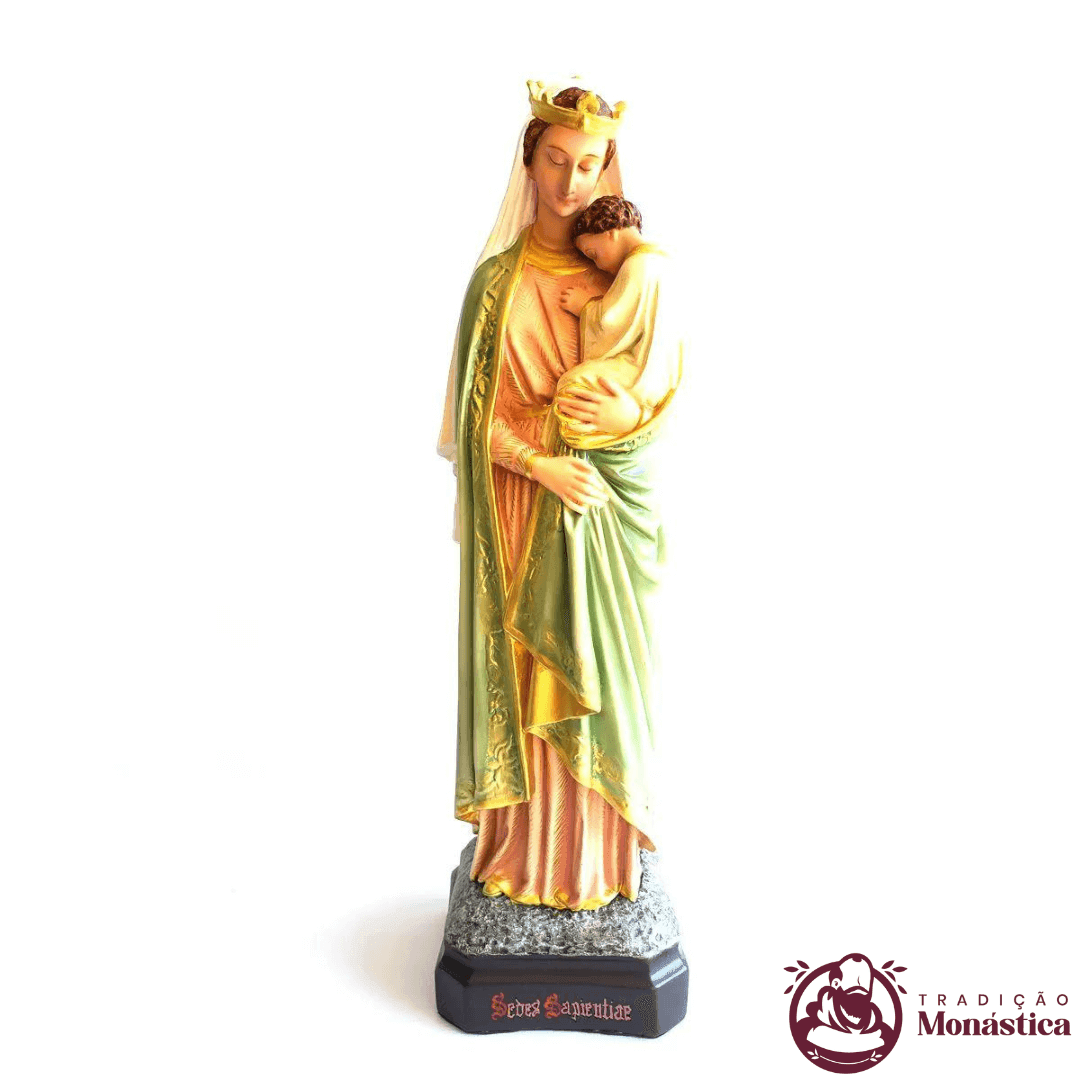 Imagem Escultura Nossa Senhora da Sabedoria Policromada - 40cm - 1