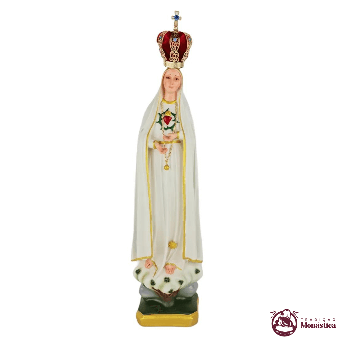 Imagem Escultura Nossa Senhora de Fátima Imaculado Coração 40cm Imagem Escultura Nossa Senhora de Fátima Imaculado Coração 40cm