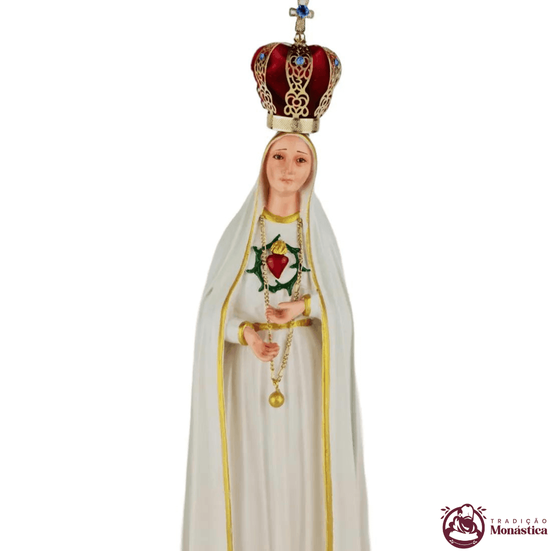 Imagem Escultura Nossa Senhora de Fátima Imaculado Coração 40cm - 3