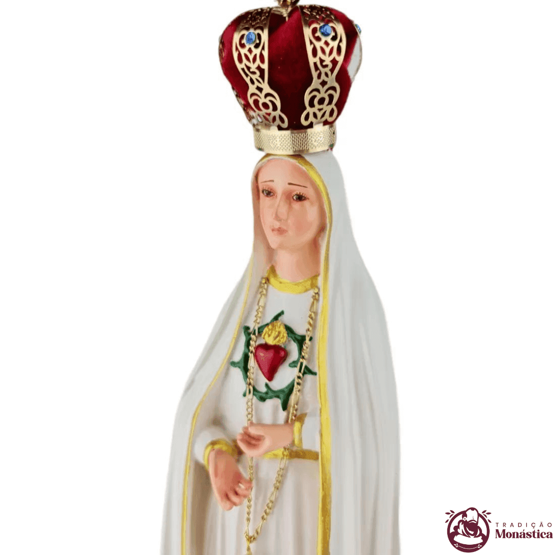 Imagem Escultura Nossa Senhora de Fátima Imaculado Coração 40cm - 4