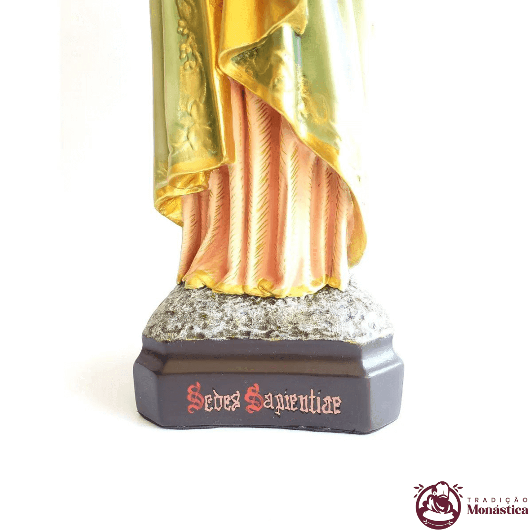 Imagem Nossa Senhora da Sabedoria Policromada - 40cm com Peanha Gótica - 5