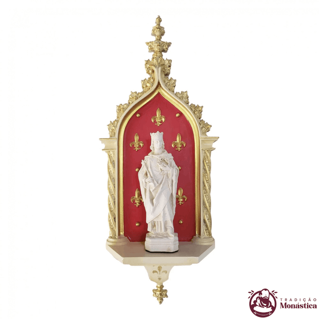 Imagem de São Luís IX Rei da França com Peanha Oratório Imagem de São Luís IX Rei da França com Peanha Oratório