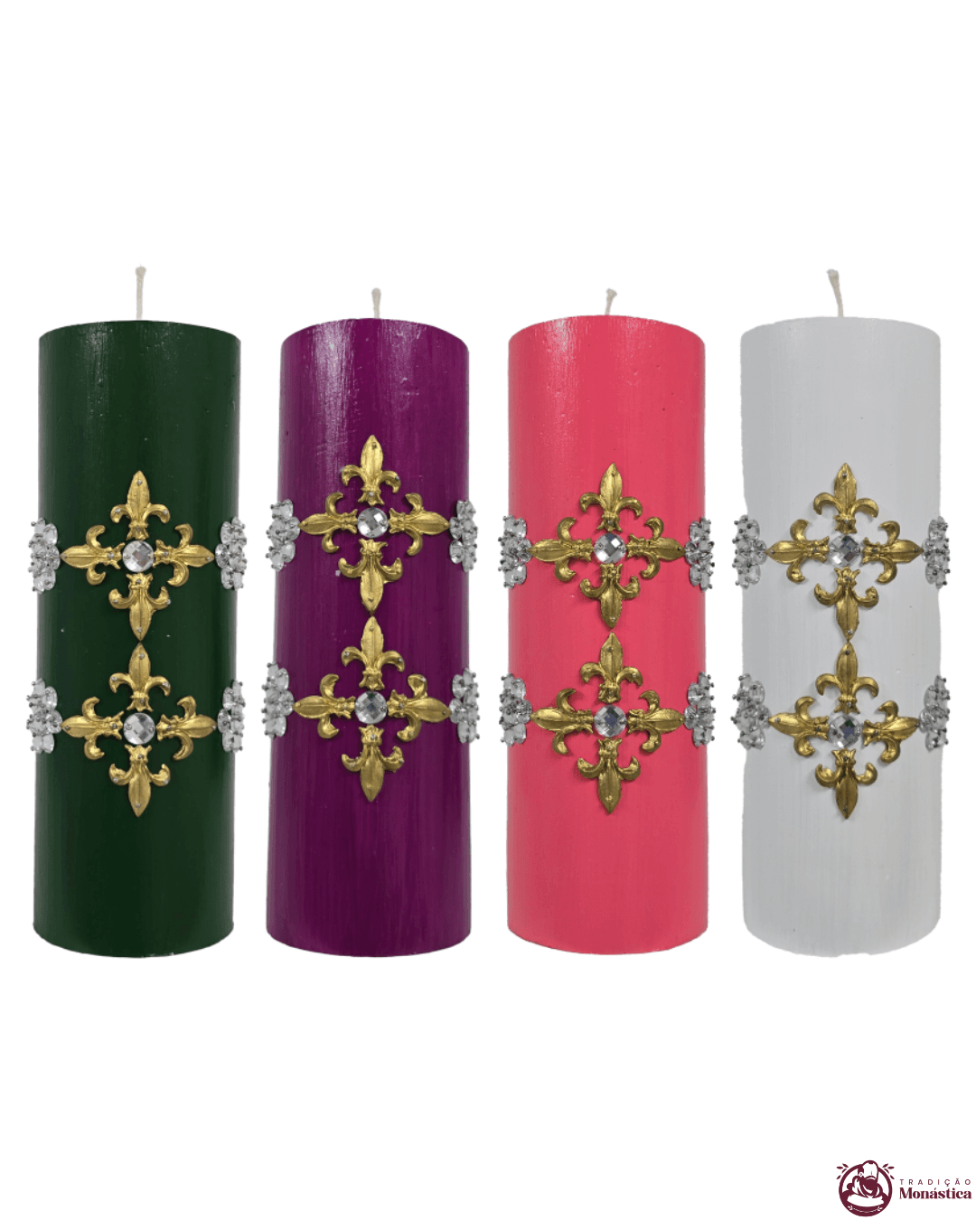 Kit de Velas do Advento com Cruz Dourada - 20x7cm - 1