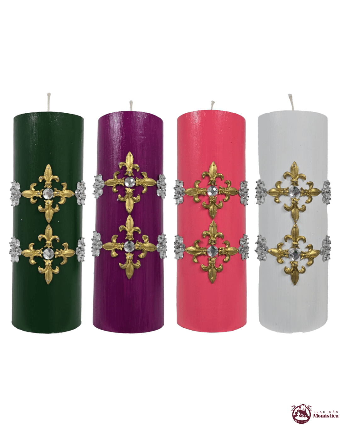 Kit de Velas do Advento com Cruz Dourada - 20x7cm Kit de Velas do Advento com Cruz Dourada - 20x7cm