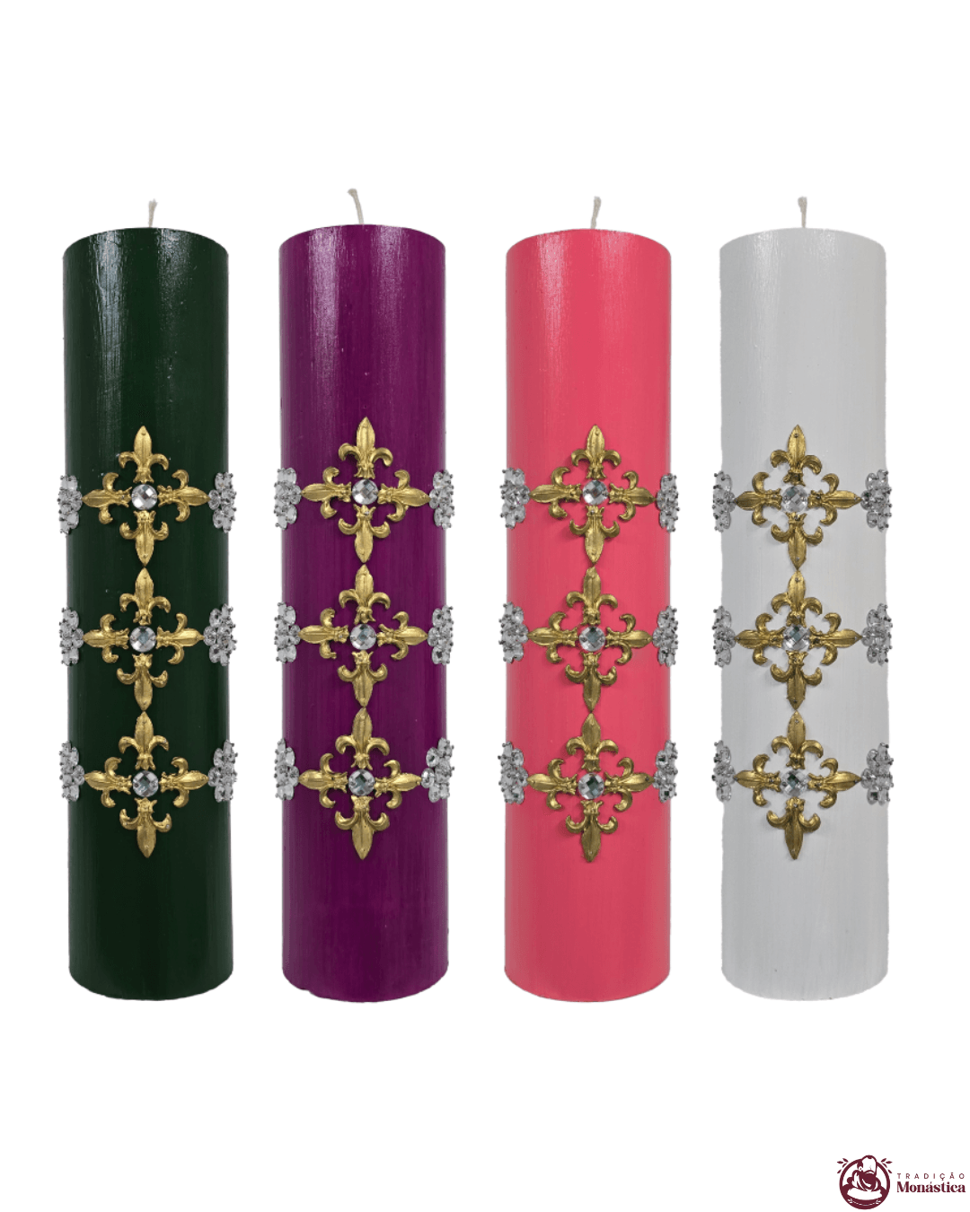 Kit de Velas do Advento com Cruz Dourada - 30x7cm Kit de Velas do Advento com Cruz Dourada - 30x7cm