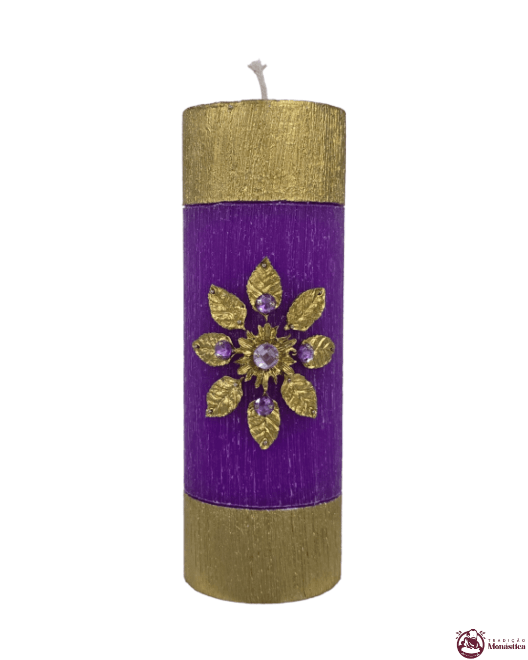 Kit de Velas do Advento com Flor Dourada - 20x7cm - 4