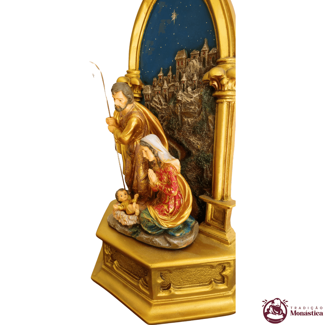 Oratório Peanha com Sagrada Família Policromada - Presépio - 5