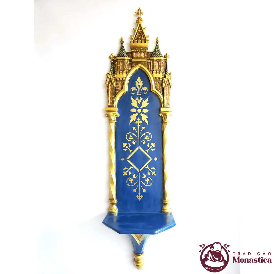 Oratório Peanha Gótica Castelo 90cm Policromada Oratório Peanha Gótica Castelo 90cm Policromada