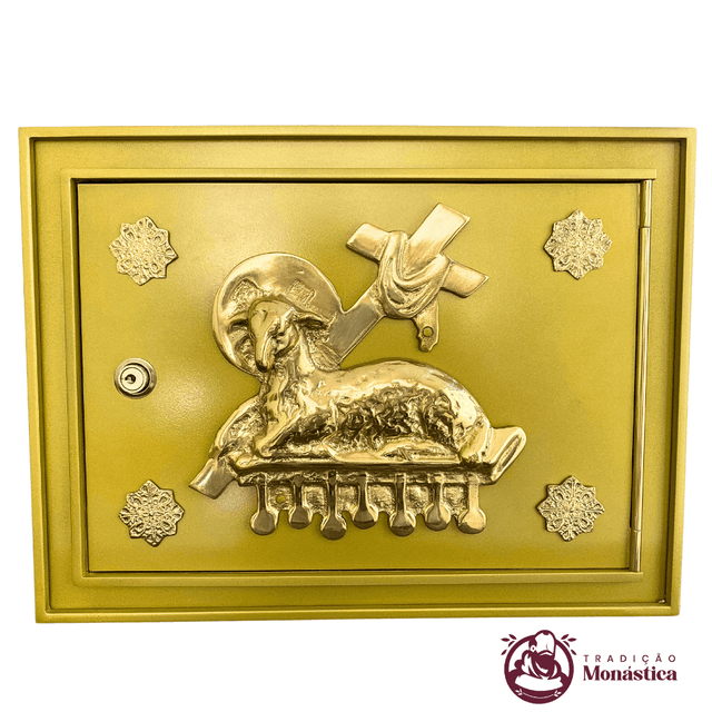 Sacrário tamanho Médio com Aplique de Cordeiro Sacrário tamanho Médio com Aplique de Cordeiro