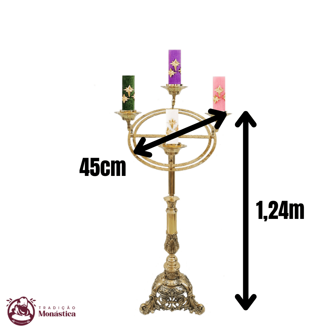 Castiçal Coroa Do Advento, Círio e Vela De Altar - 3 Em 1 - Grande - 3