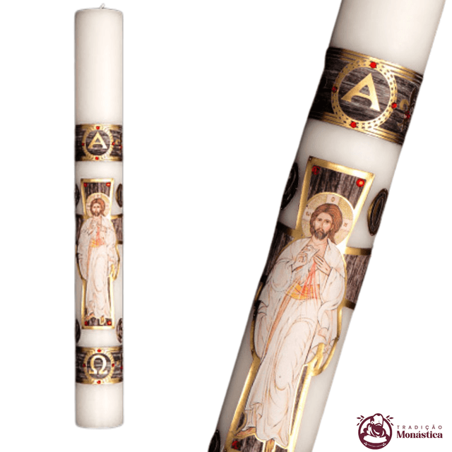 Vela Círio Pascal - Aplicação Cristo 01 - 50cm Vela Círio Pascal - Aplicação Cristo 01 - 50cm