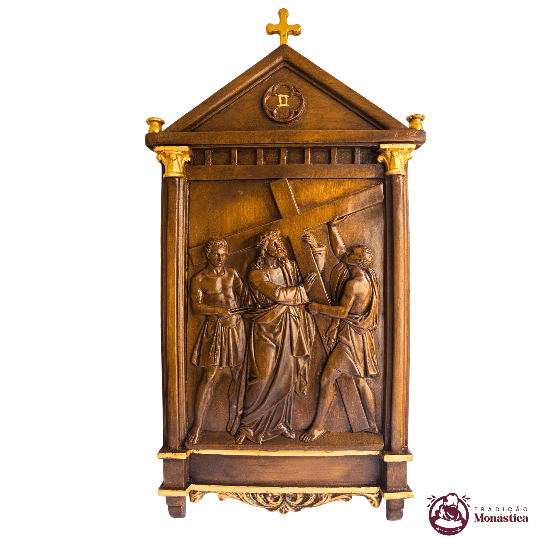 Via Sacra feita em Resina com 15 Estações - Madeira Romana - 2