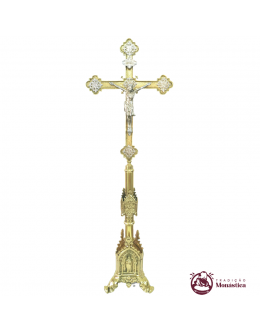 Cruz De Altar Dourada - Estilo Gótico - Feita Em Bronze
