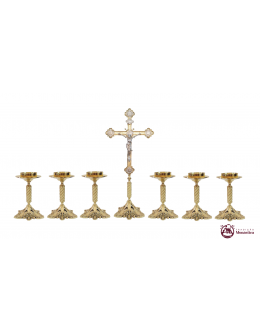 Conjunto De Castiçais Para Altar e Cruz - 7 Peças - Igreja