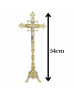 Conjunto De Castiçal de Vela Médio E Cruz Para Altar - Feito Em Bronze 