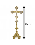 Conjunto De Castiçais de Vela Para Altar Com Cruz - Bronze - 7 Peças - Igreja
