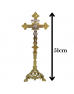 Conjunto De Castiçais de Vela e Cruz Para Altar - Pé Leão - 7pçs - Igreja Católica 