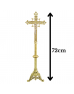 Conjunto Castiçais de Vela E Cruz de Altar - Tripé - Feito Em Bronze - Igreja